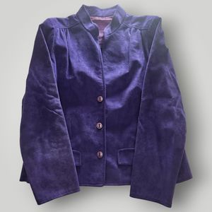 VTG Jane Andre California Women's M Purple Faux Suede Button Front Jacket Blazer